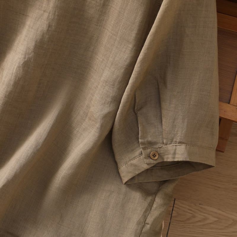 Camisa de lino y algodón con mangas tres cuartos para mujer con bolsillos Buddha Stones Daily - image 6