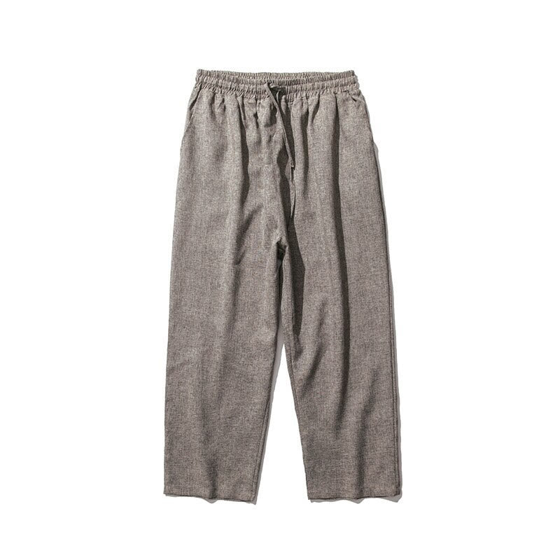 Pantalones de lino y algodón con bolsillos de Buddha Stones Summer Plain para hombre, talla 7-8 - image 10