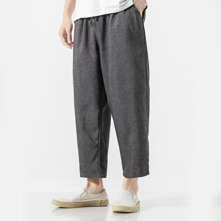 Pantalones de lino y algodón con bolsillos de Buddha Stones Summer Plain para hombre, talla 7-8 - image 12