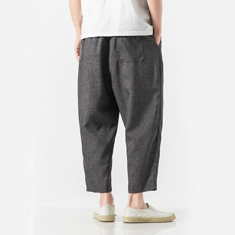 Pantalones de lino y algodón con bolsillos de Buddha Stones Summer Plain para hombre, talla 7-8 - image 14