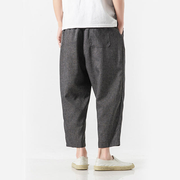 Pantalones de lino y algodón con bolsillos de Buddha Stones Summer Plain para hombre, talla 7-8 - image 14