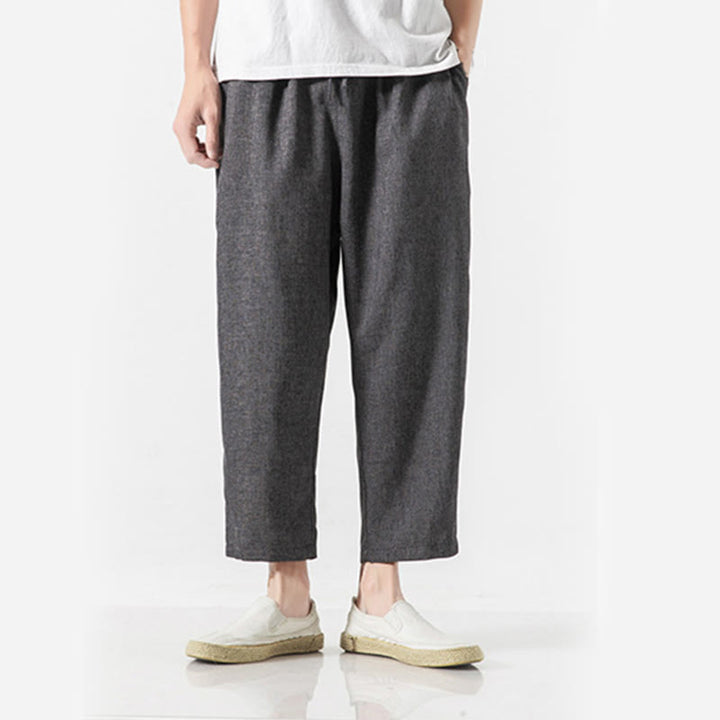 Pantalones de lino y algodón con bolsillos de Buddha Stones Summer Plain para hombre, talla 7-8 - image 16