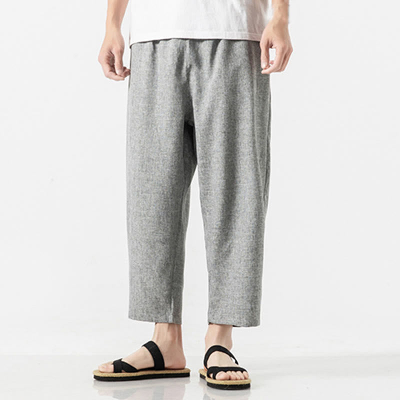 Pantalones de lino y algodón con bolsillos de Buddha Stones Summer Plain para hombre, talla 7-8 - image 31