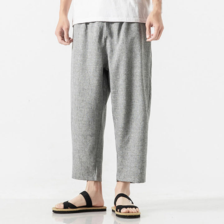 Pantalones de lino y algodón con bolsillos de Buddha Stones Summer Plain para hombre, talla 7-8 - image 31