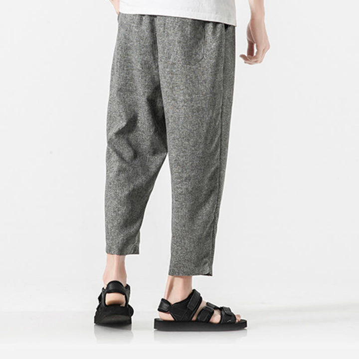 Pantalones de lino y algodón con bolsillos de Buddha Stones Summer Plain para hombre, talla 7-8 - image 22