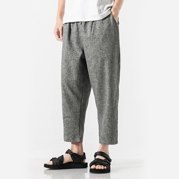 Pantalones de lino y algodón con bolsillos de Buddha Stones Summer Plain para hombre, talla 7-8 - image 21