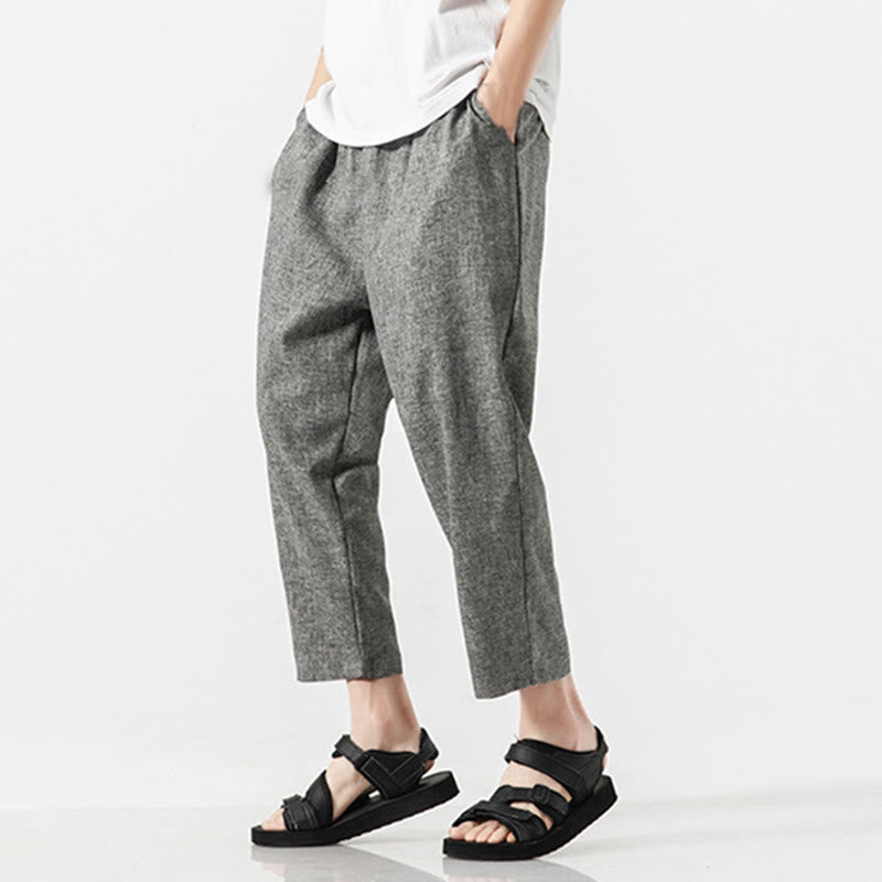 Pantalones de lino y algodón con bolsillos de Buddha Stones Summer Plain para hombre, talla 7-8 - image 24