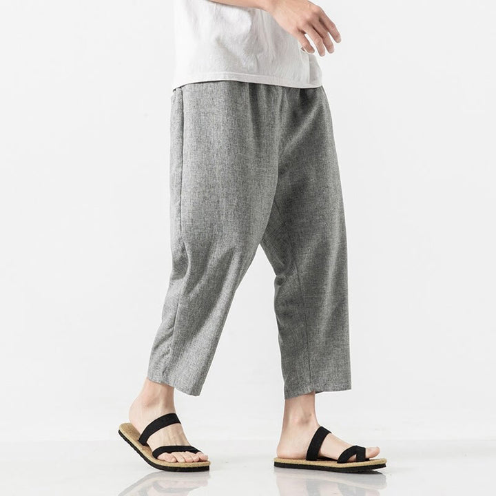 Pantalones de lino y algodón con bolsillos de Buddha Stones Summer Plain para hombre, talla 7-8 - image 26