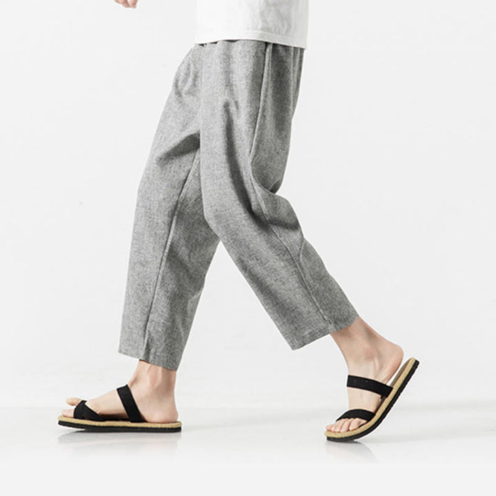 Pantalones de lino y algodón con bolsillos de Buddha Stones Summer Plain para hombre, talla 7-8 - image 27