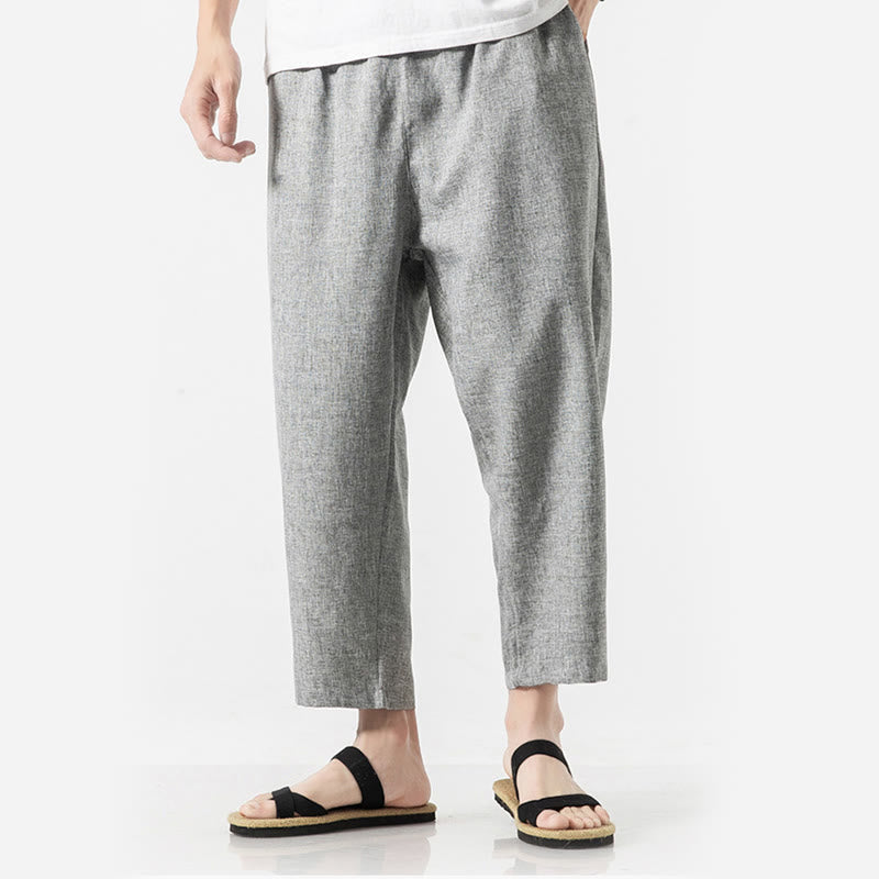 Pantalones de lino y algodón con bolsillos de Buddha Stones Summer Plain para hombre, talla 7-8 - image 30