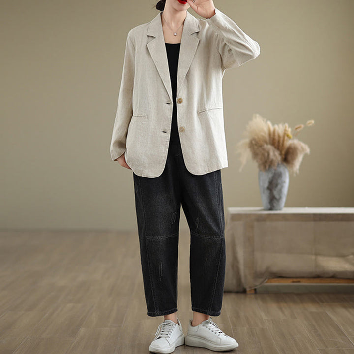 Chaqueta de mujer de manga larga, color liso, con bolsillos, con Buddha Stones, ideal para primavera. - image 3