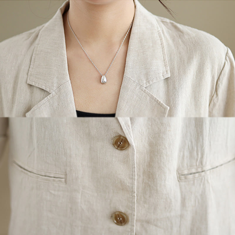 Chaqueta de lino y algodón de manga larga para mujer, color liso, con bolsillos , de Buddha Stones Spring - image 5