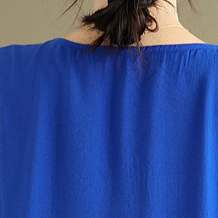 Vestido midi de algodón con cuello en V y manga larga en color puro de Buddha Stones Fall - image 19