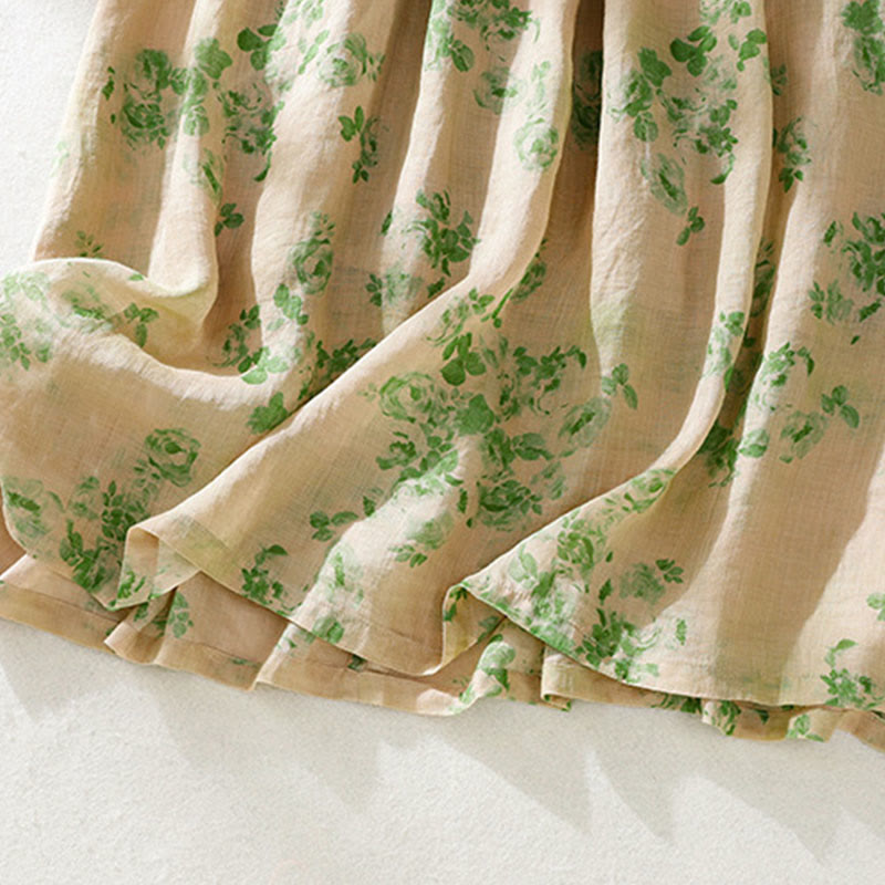 Vestido midi de algodón de manga corta con bolsillos, cintura alta, botones y cordón ajustable con estampado de Buddha Stones - image 19
