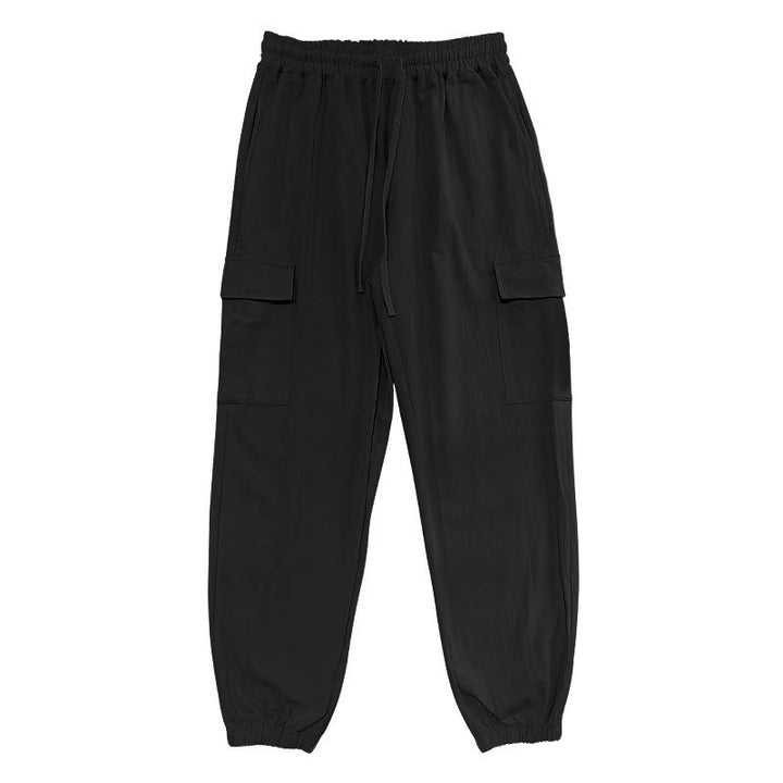 Pantalones cargo de lino con cordón y bolsillos para hombre, de color liso, con Buddha Stones - image 4