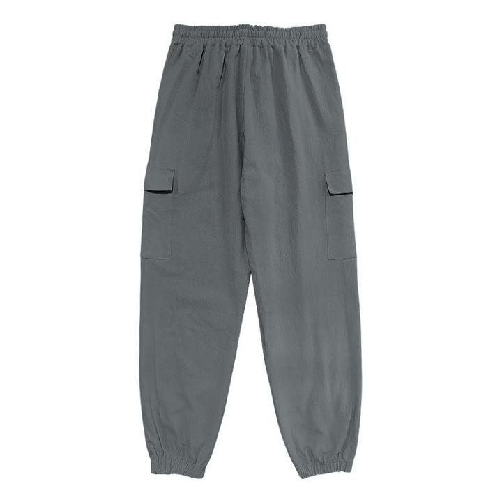 Pantalones cargo de lino con cordón y bolsillos para hombre, de color liso, con Buddha Stones - image 17