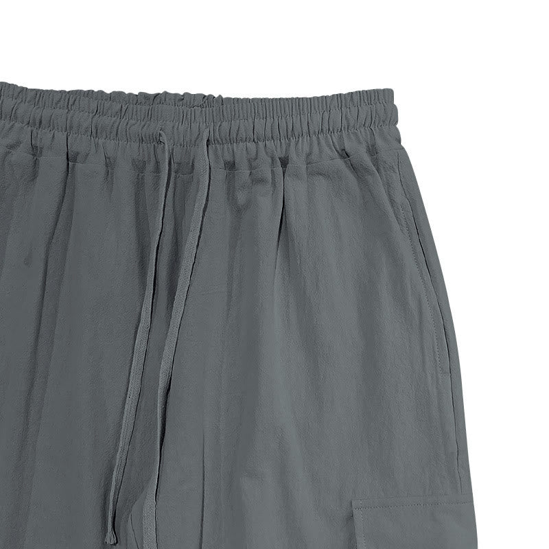Pantalones cargo de lino con cordón y bolsillos para hombre, de color liso, con Buddha Stones - image 17