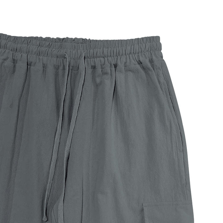 Pantalones cargo de lino con cordón y bolsillos para hombre, de color liso, con Buddha Stones - image 17
