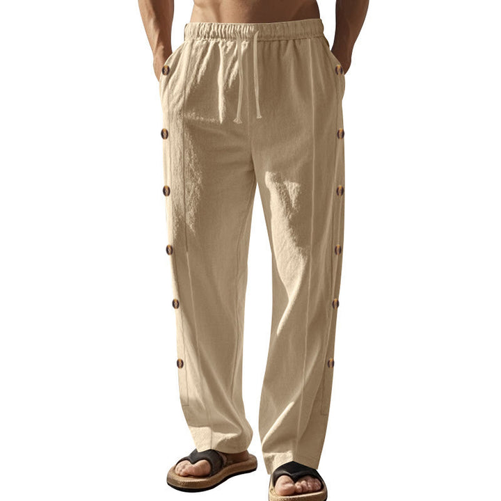 Pantalones de algodón para hombre con bolsillos y botones laterales de color liso con Buddha Stones - Sopa de mariscos - US/UK/AU46, UE56 (3XL) - image 1