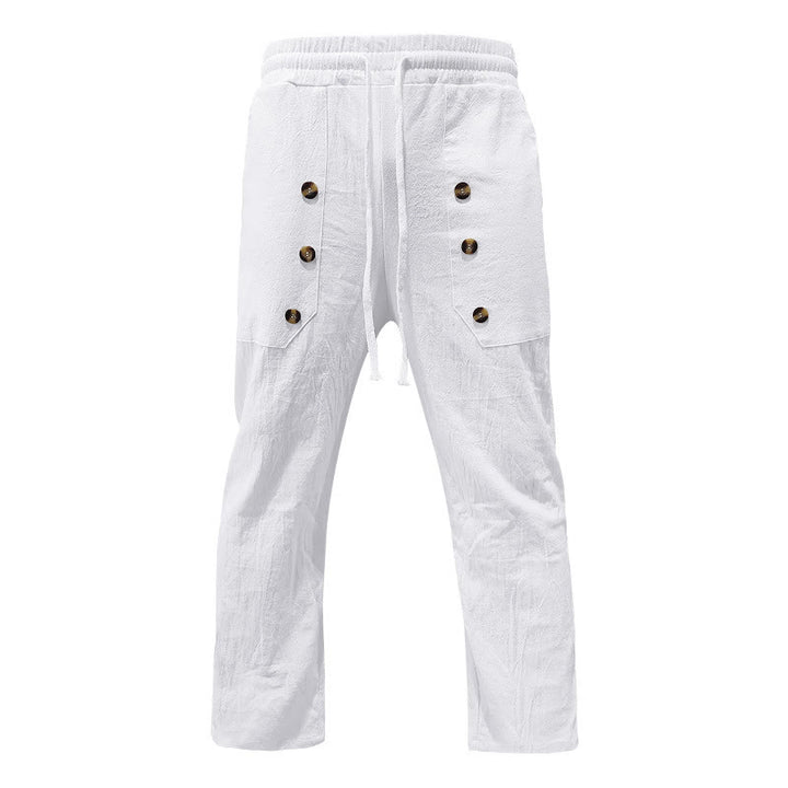 Pantalones casuales de algodón con botones y bolsillos para hombre , de Buddha Stones - image 6