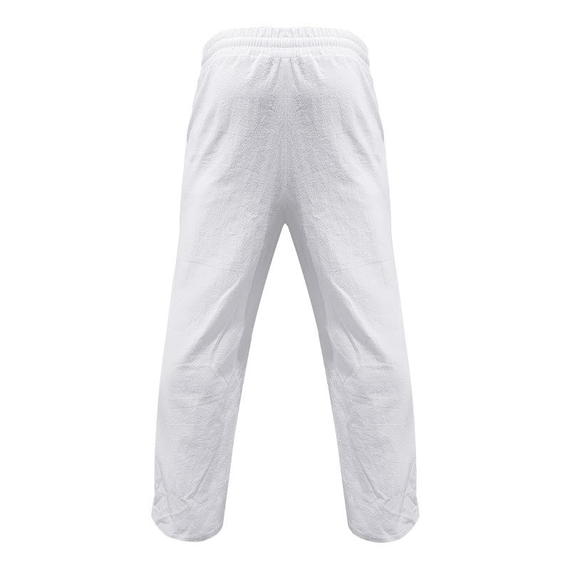 Pantalones casuales de algodón con botones y bolsillos para hombre , de Buddha Stones - image 7