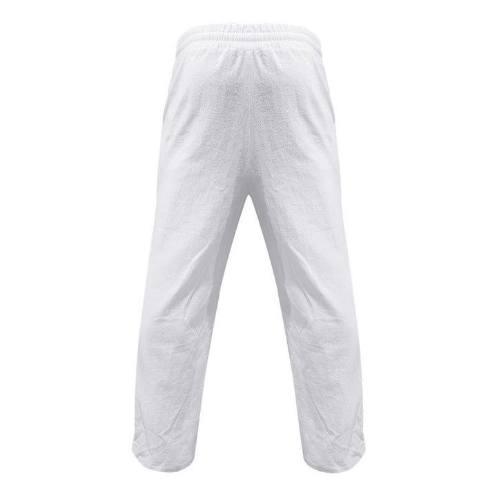 Pantalones casuales de algodón con botones y bolsillos para hombre , de Buddha Stones - image 7