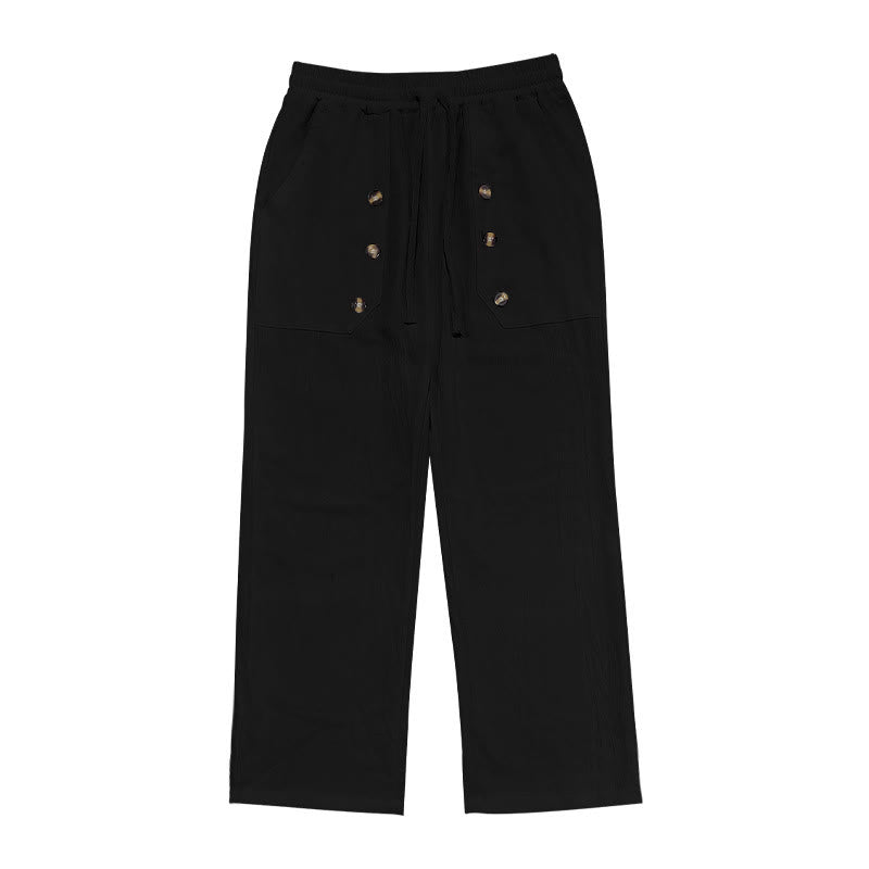 Pantalones casuales de algodón con botones y bolsillos para hombre , de Buddha Stones - image 10