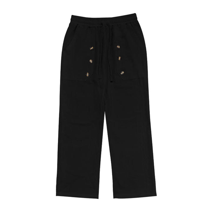 Pantalones casuales de algodón con botones y bolsillos para hombre , de Buddha Stones - image 10