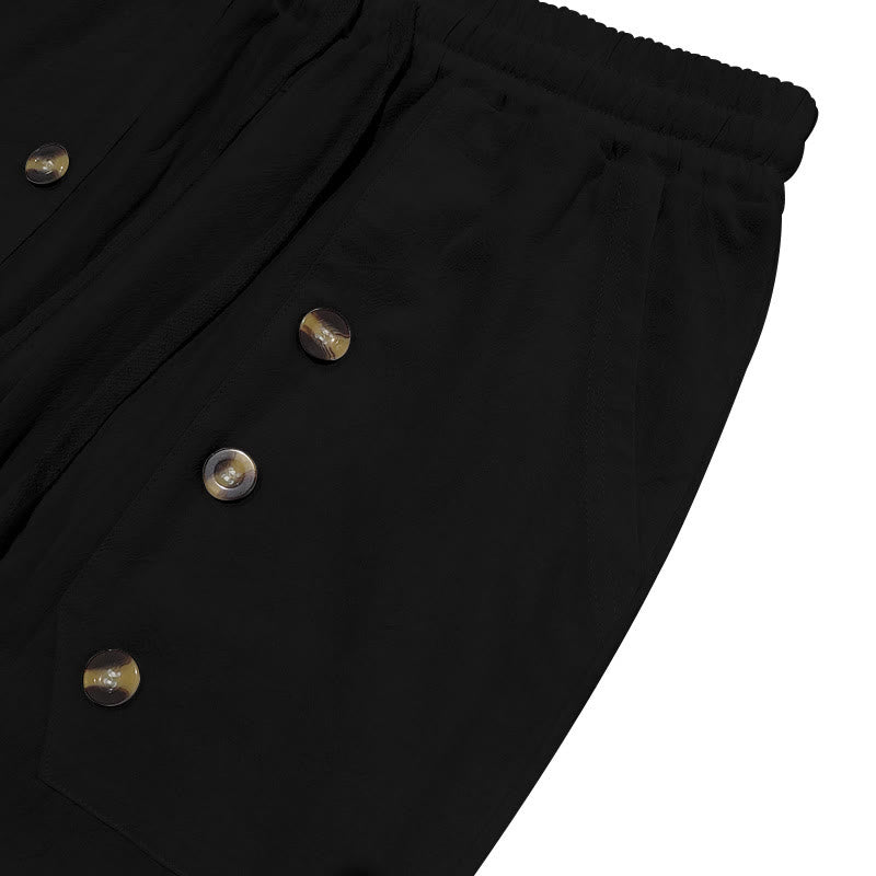 Pantalones casuales de algodón con botones y bolsillos para hombre , de Buddha Stones - image 12