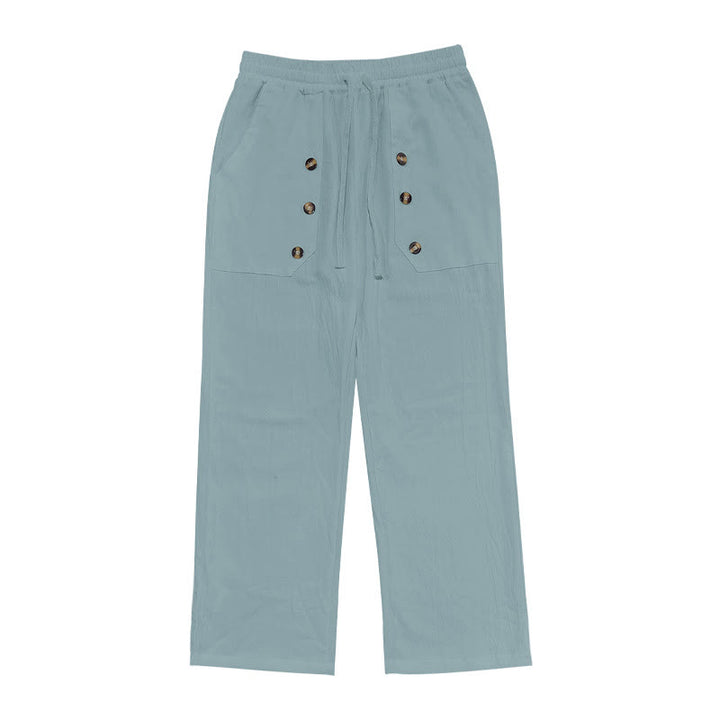 Pantalones casuales de algodón con botones y bolsillos para hombre , de Buddha Stones - image 18