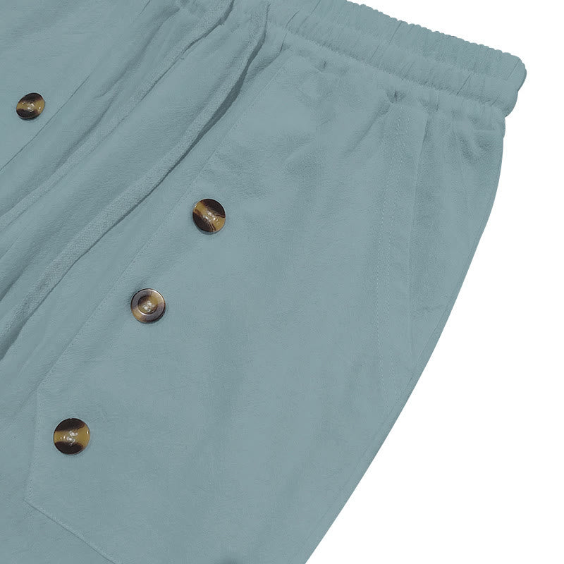 Pantalones casuales de algodón con botones y bolsillos para hombre , de Buddha Stones - image 20