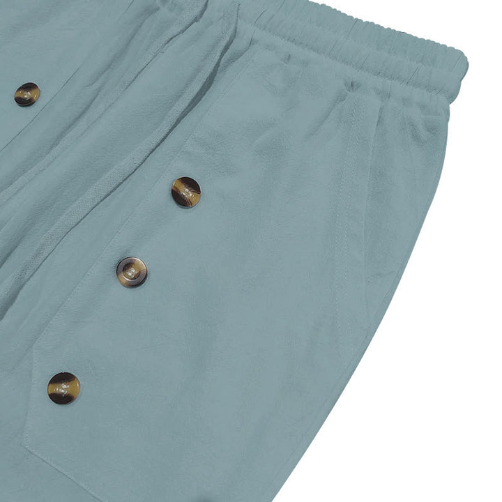 Pantalones casuales de algodón con botones y bolsillos para hombre , de Buddha Stones - image 12