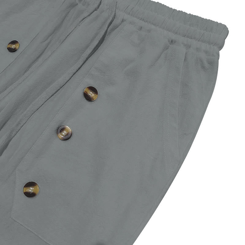 Pantalones casuales de algodón con botones y bolsillos para hombre , de Buddha Stones - image 16