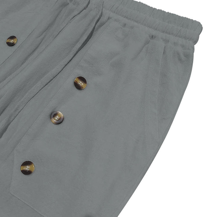 Pantalones casuales de algodón con botones y bolsillos para hombre , de Buddha Stones - image 16