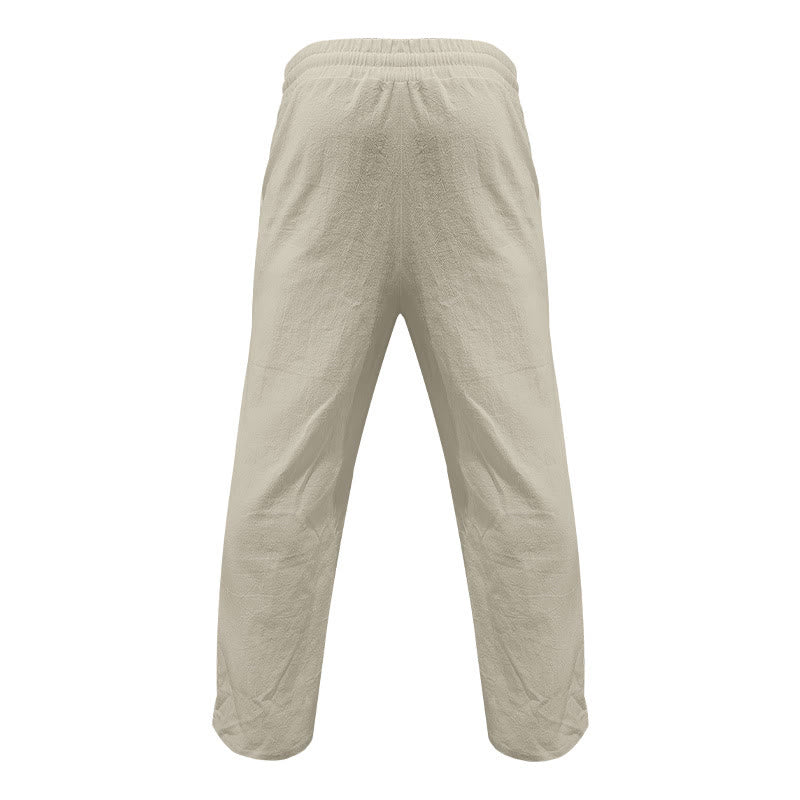 Pantalones casuales de algodón con botones y bolsillos para hombre , de Buddha Stones - image 39