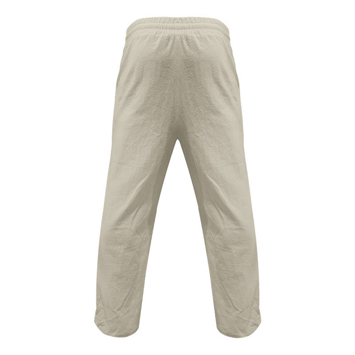 Pantalones casuales de algodón con botones y bolsillos para hombre , de Buddha Stones - image 39