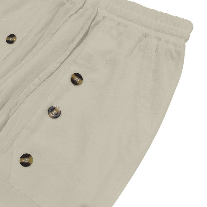 Pantalones casuales de algodón con botones y bolsillos para hombre , de Buddha Stones - image 36