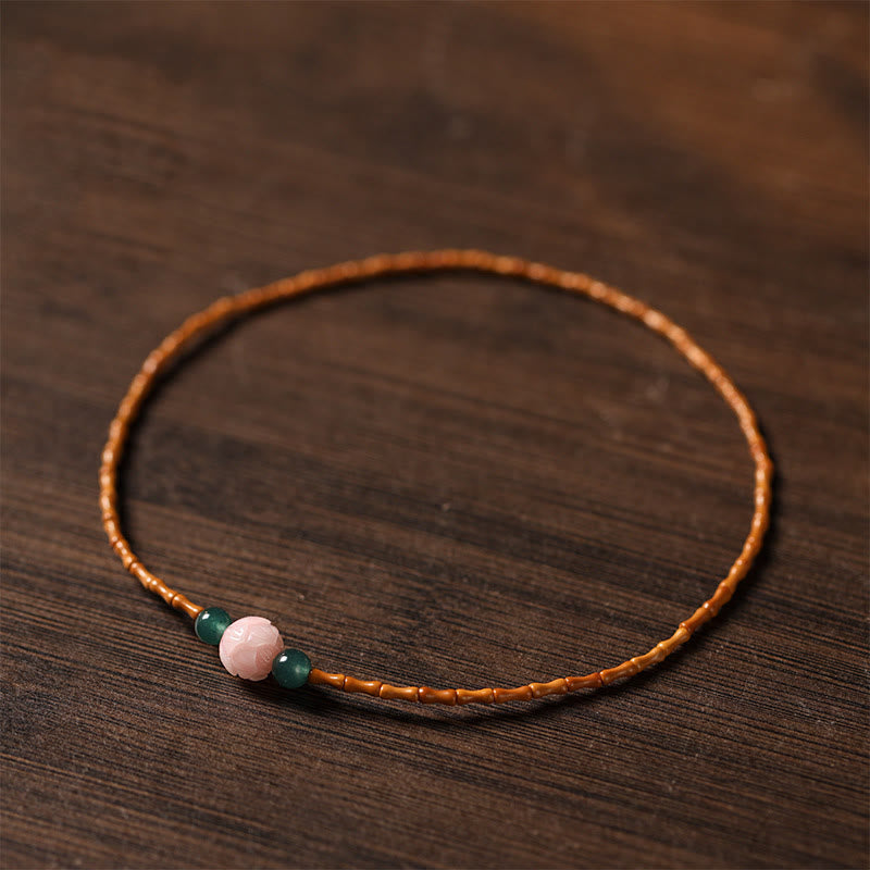 Buddha Stones Pulsera ultrafina de doble círculo con hueso de oliva y loto para una mayor fuerza interior - image 2