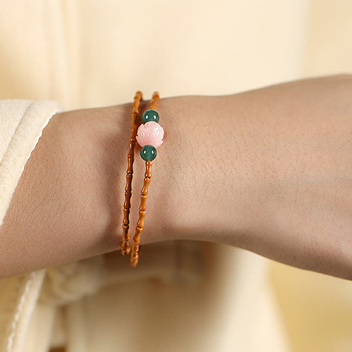 Buddha Stones Pulsera ultrafina de doble círculo con hueso de oliva y loto para una mayor fuerza interior - image 4