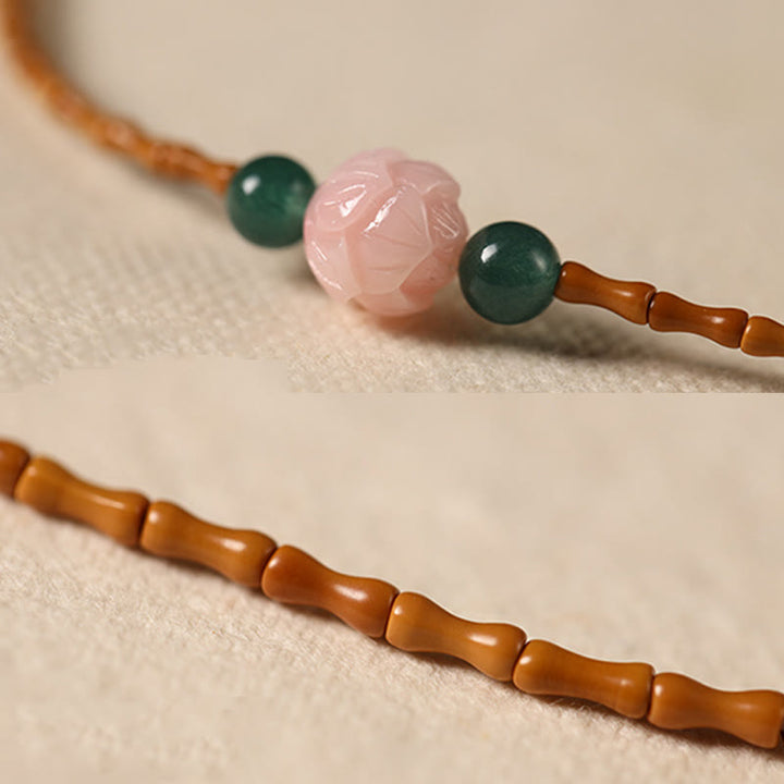 Buddha Stones Pulsera ultrafina de doble círculo con hueso de oliva y loto para una mayor fuerza interior - image 8