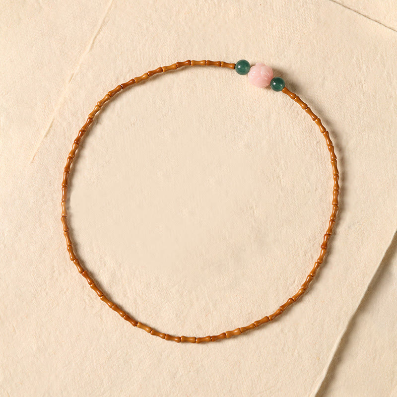 Buddha Stones Pulsera ultrafina de doble círculo con hueso de oliva y loto para una mayor fuerza interior - image 3