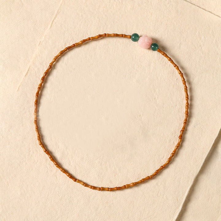 Buddha Stones Pulsera ultrafina de doble círculo con hueso de oliva y loto para una mayor fuerza interior - image 3