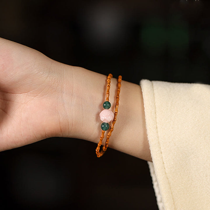 Buddha Stones Pulsera ultrafina de doble círculo con hueso de oliva y loto para una mayor fuerza interior - image 7