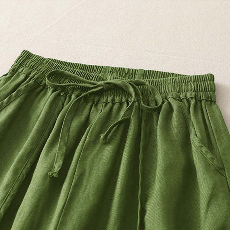 Pantalones casuales de pierna ancha con bolsillos y diseño de Buddha Stones, de poliéster, lisos, de retazos, para mujer, de largo 7-8 - image 16