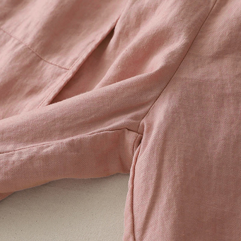 Pantalones casuales de pierna ancha con bolsillos y diseño de Buddha Stones, de poliéster, lisos, de retazos, para mujer, de largo 7-8 - image 9