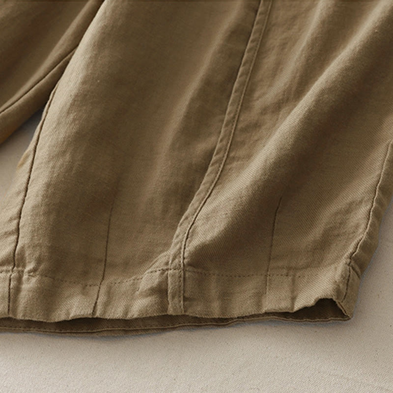 Pantalones casuales de pierna ancha con bolsillos y diseño de Buddha Stones, de poliéster, lisos, de retazos, para mujer, de largo 7-8 - image 2