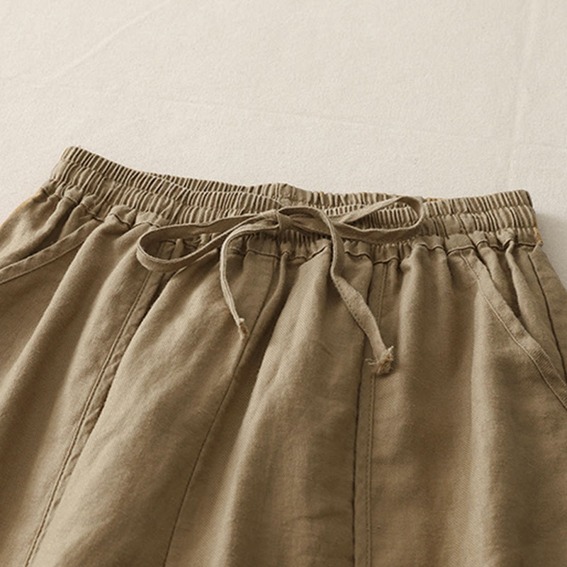 Pantalones casuales de pierna ancha con bolsillos y diseño de Buddha Stones, de poliéster, lisos, de retazos, para mujer, de largo 7-8 - image 3