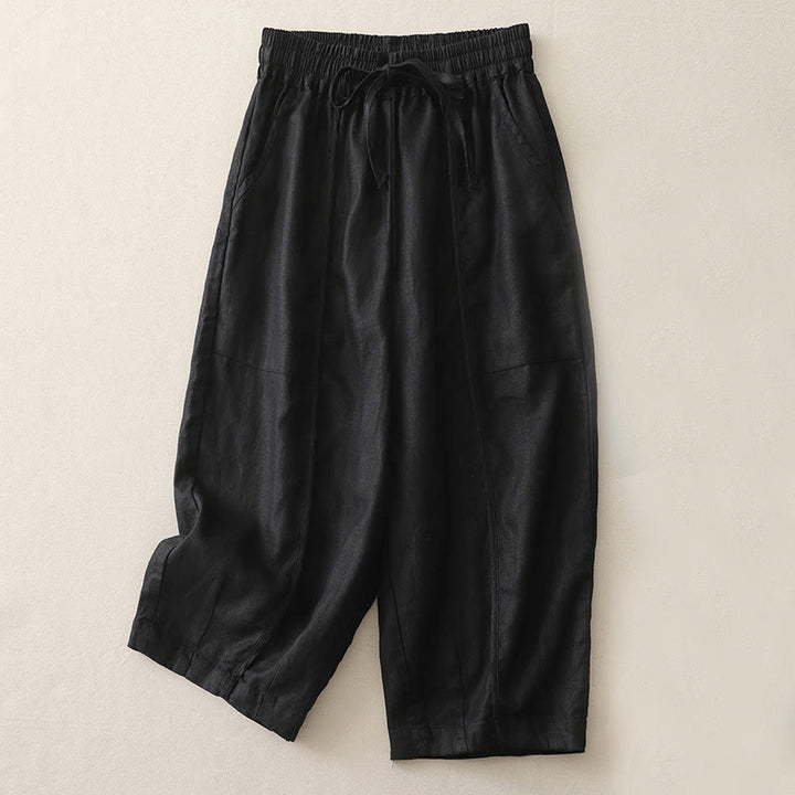 Pantalones casuales de pierna ancha con bolsillos y diseño de Buddha Stones, de poliéster, lisos, de retazos, para mujer, de largo 7-8 - Negro - US8-10，UK/AU12-14，EU40-42 (2XL) - image 19