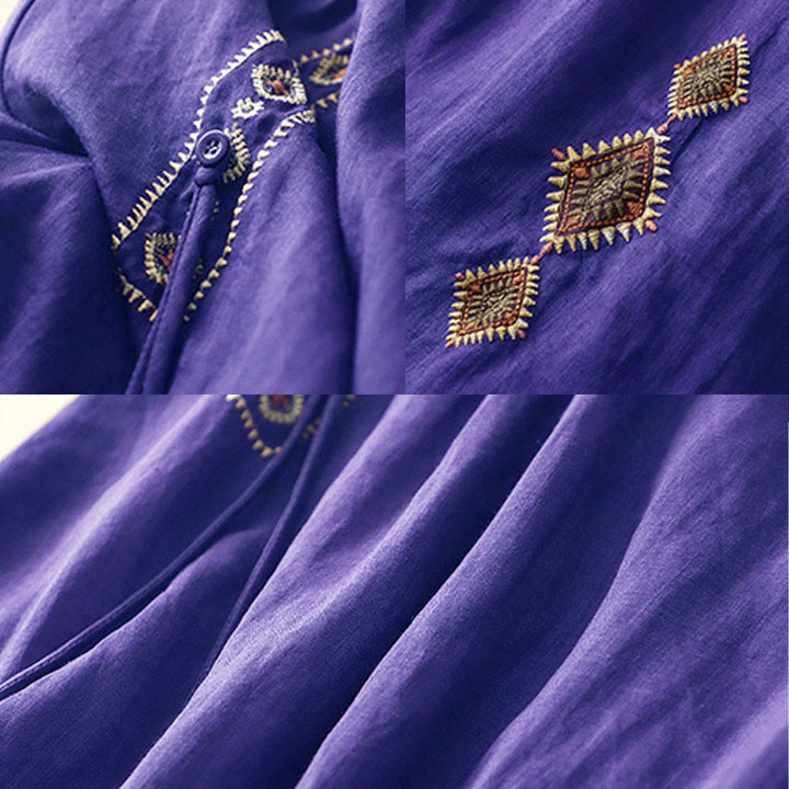 Falda de lino y algodón para mujer, diseño étnico vintage con bordado de Buddha Stones , de largo 7-8 - image 3