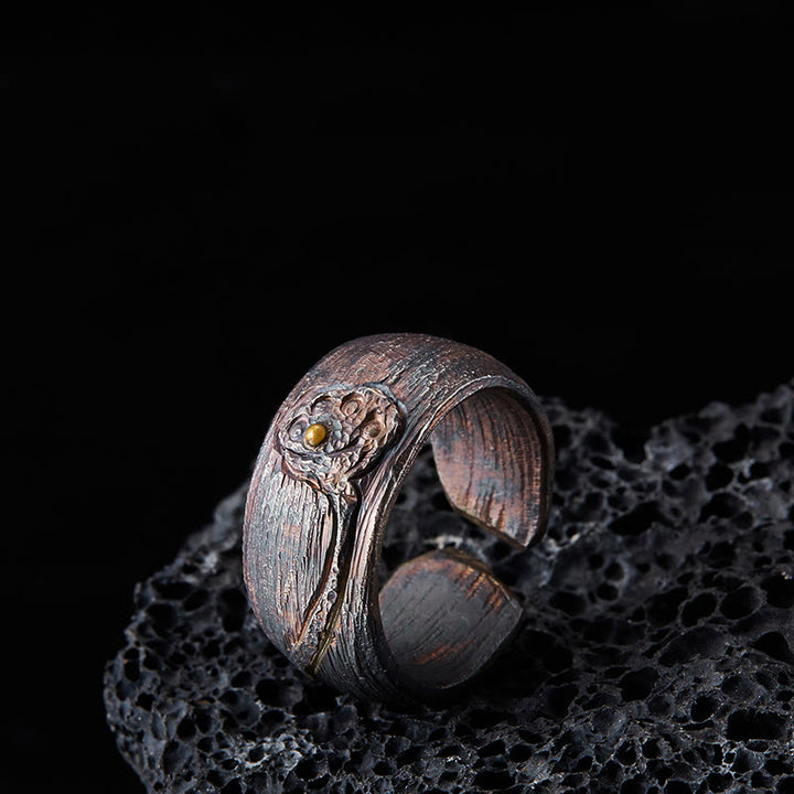 Anillo de equilibrio de loto de plata de ley 999 con Buddha Stones - 62,5-65 mm - image 1